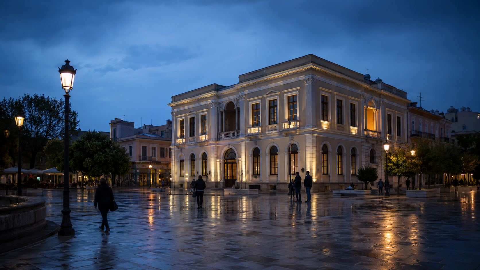 Ελληνική πόλη το σούρουπο